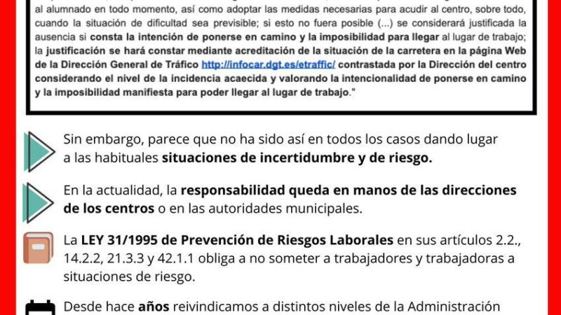 El profesorado se juega la vida en las carreteras.