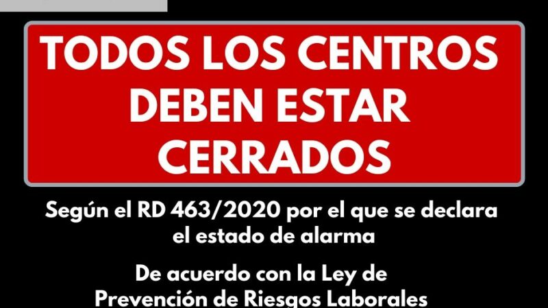 Escrito de la Junta de Personal docente no universitario ante el estado de alarma por el COVID-19