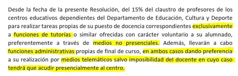 Aclaraciones ante la posible reincorporación de docentes según la Resolución del 3 de junio