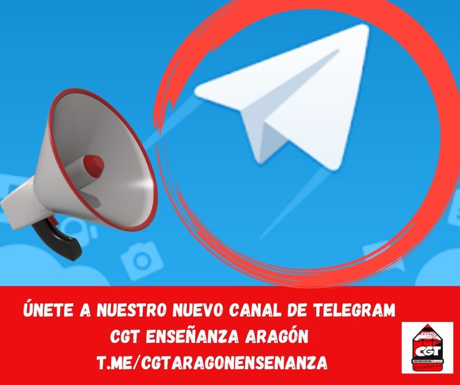 Nuevo Canal Público de Telegram CGT Enseñanza Aragón.