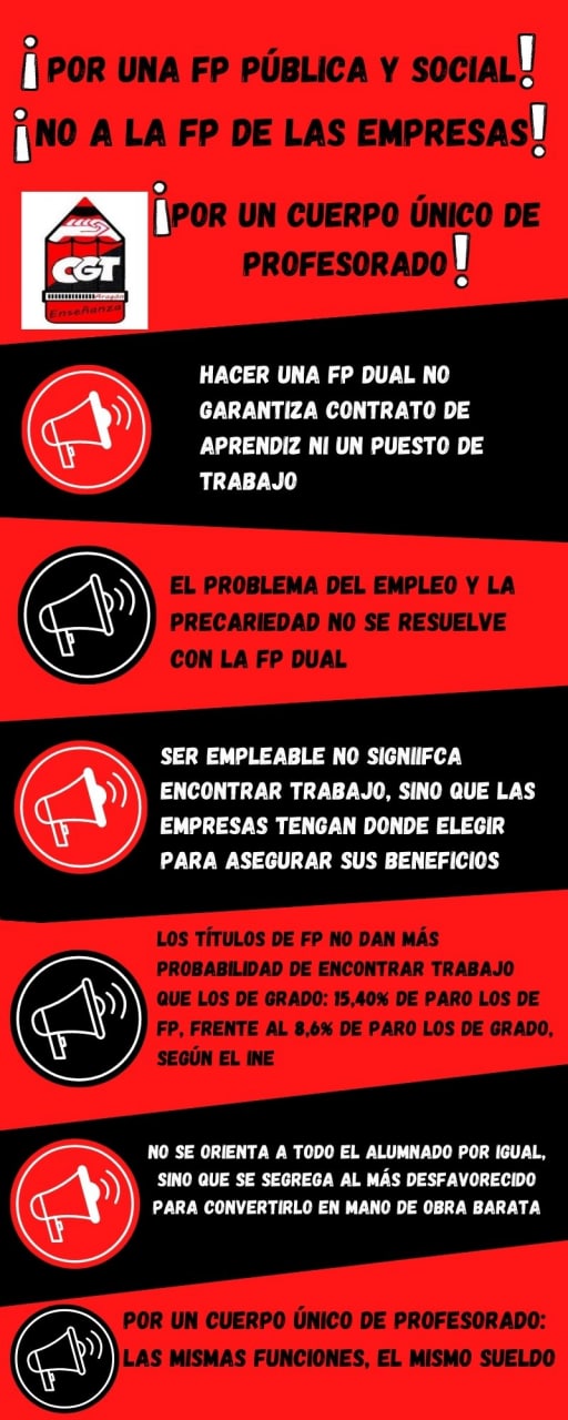 !Por una FP Pública y Social! !Por un Cuerpo Docente Único!