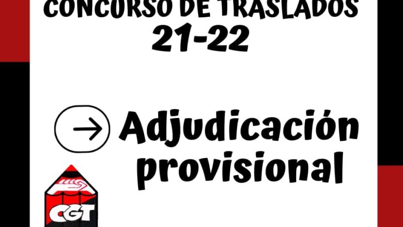 CONCURSO DE TRASLADOS ADJUDICACIÓN PROVISIONAL (11/03/2022)