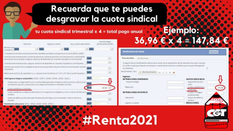 Desgravación sindical campaña de la Renta