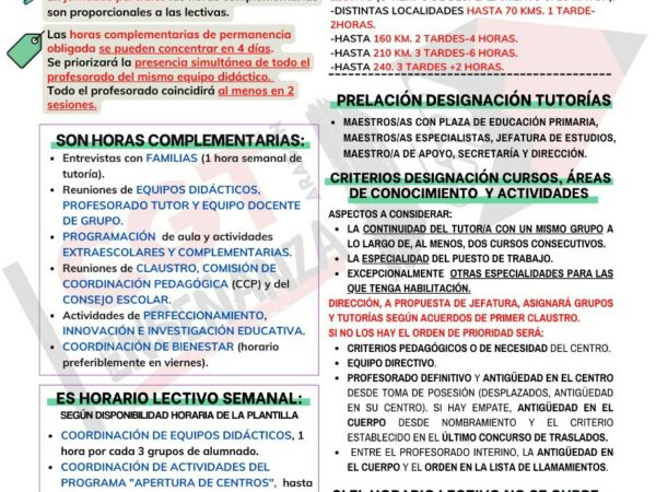 Elección horarios inicio de curso