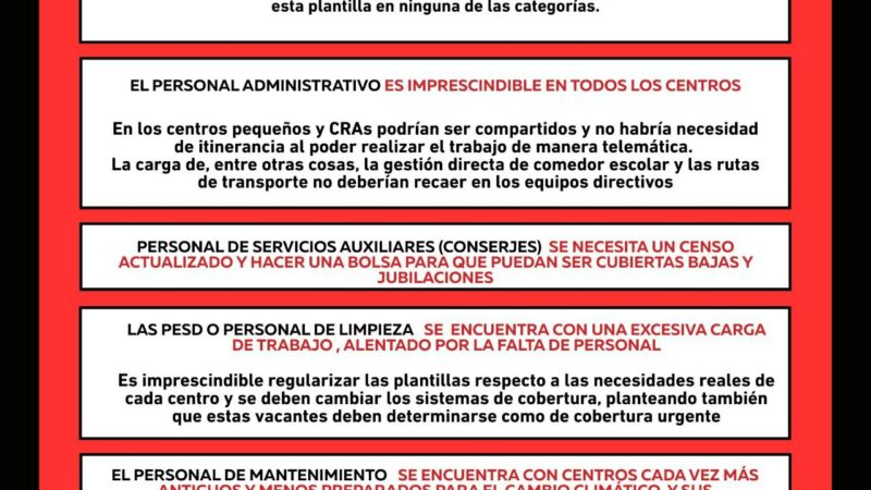 Informe Personal No Docente en los Centros Públicos