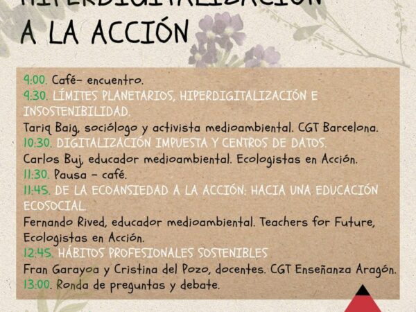 I JORNADA ECOSOCIAL CGT ARAGÓN 2025: DE LA HIPERDIGITALIZACIÓN A LA ACCIÓN