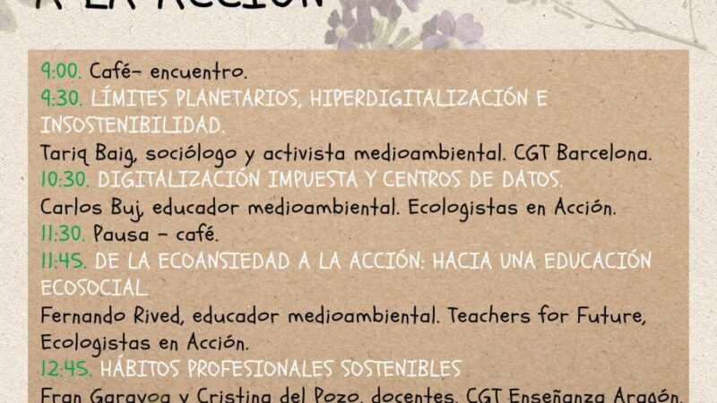I JORNADA ECOSOCIAL CGT ARAGÓN 2025: DE LA HIPERDIGITALIZACIÓN A LA ACCIÓN