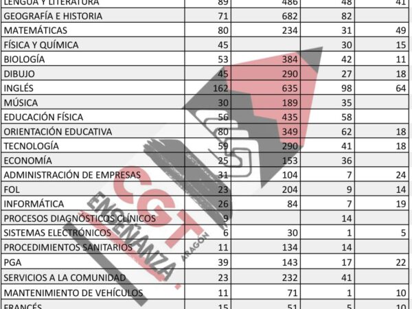 CGT ENSEÑANZA EXIGE UNA REUNIÓN URGENTE CON EL DIRECTOR GENERAL DE PERSONAL POR EL ELEVADO NÚMERO DE PLAZAS QUE VAN A QUEDAR VACANTES EN EL ACTUAL PROCESO SELECTIVO