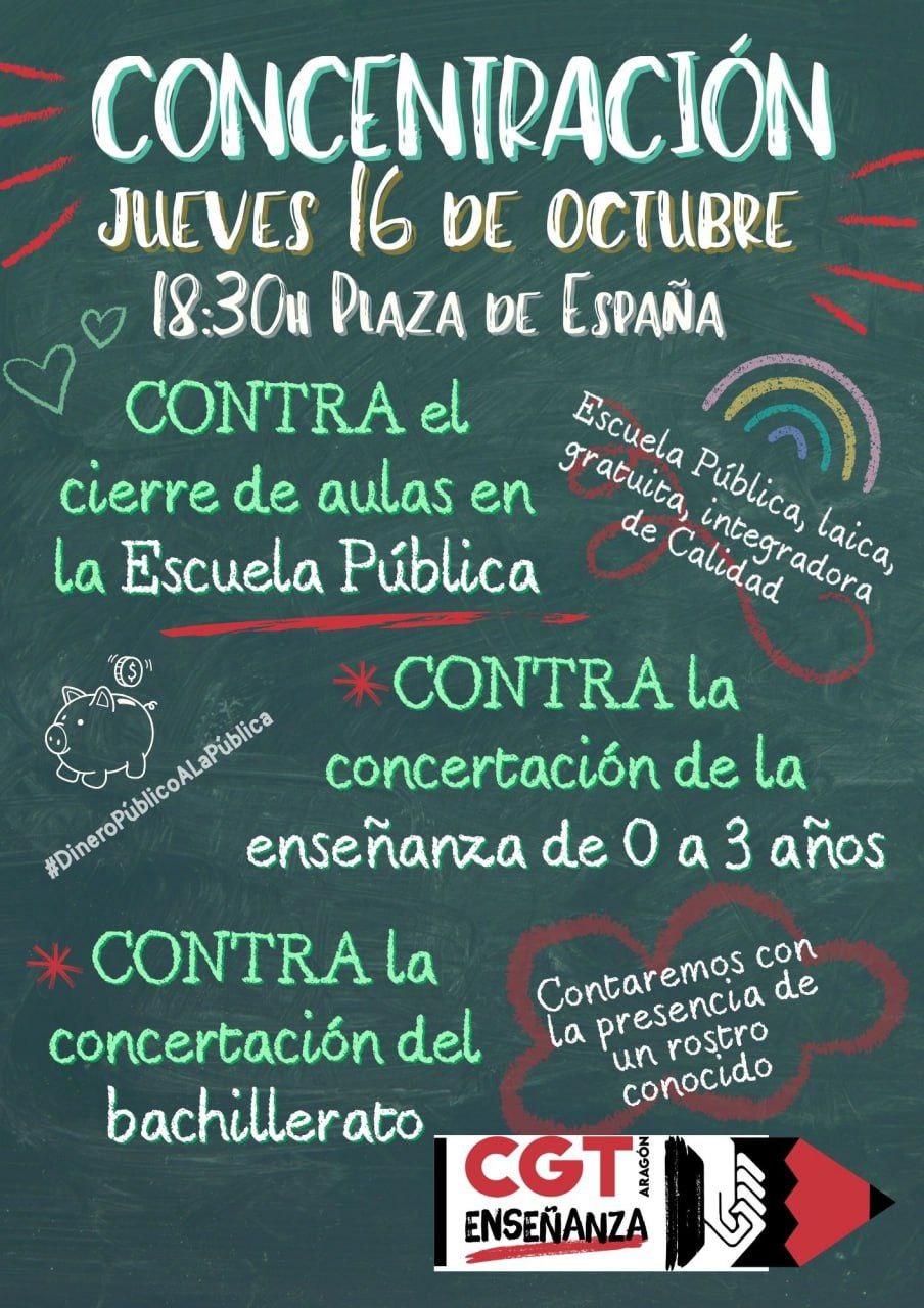 DEFIENDE LA ESCUELA PÚBLICA. NO A LOS CONCIERTOS EN EDUCACIÓN