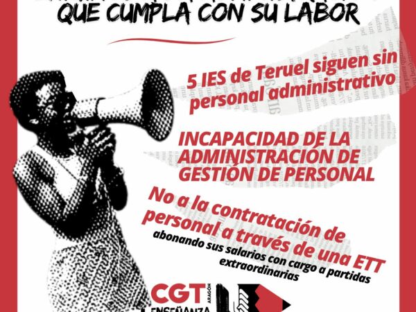 5 IES de Teruel siguen sin administrativo y la Administración es incapaz de gestionar su contratación.