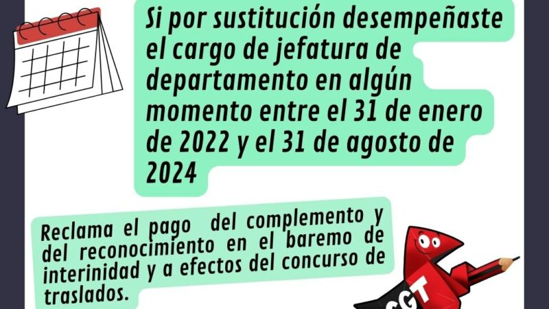 RECLAMACIÓN SUSTITUCIÓN DE JEFATURAS DE DEPARTAMENTO
