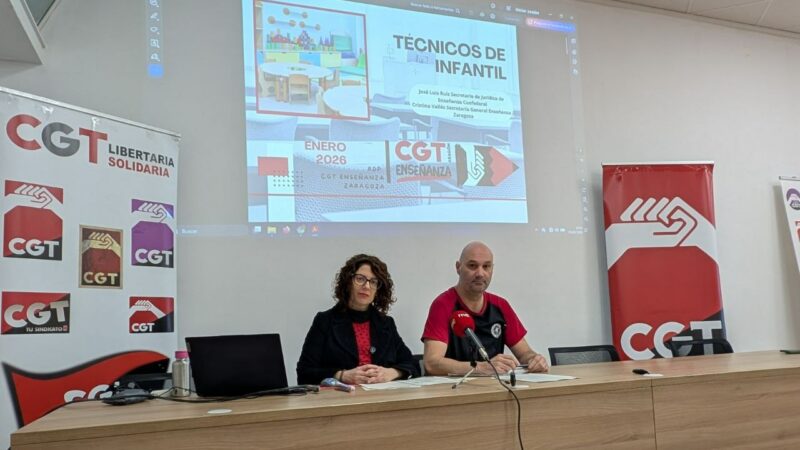 CGT denuncia  la desatención que sufre buena parte del alumnado de infantil de Aragón por no disponer de Técnicos Superiores de Infantil en todos los centros