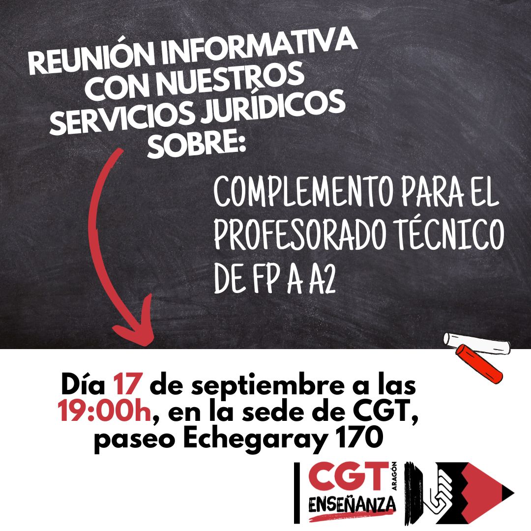 RECLAMACIÓN DE COMPLEMENTO PARA EL PROFESORADO TÉCNICO DE FP A2