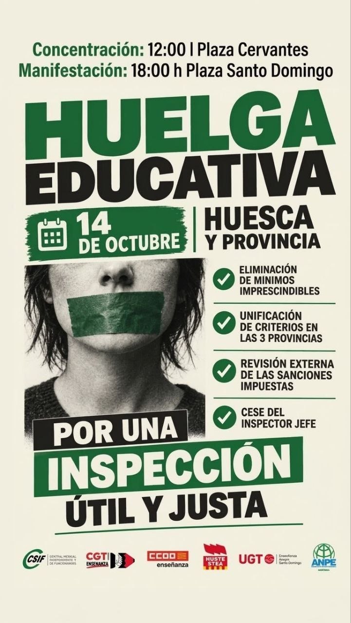 El 14 de octubre Huesca se rebela contra la represión de su jefatura de Inspección.