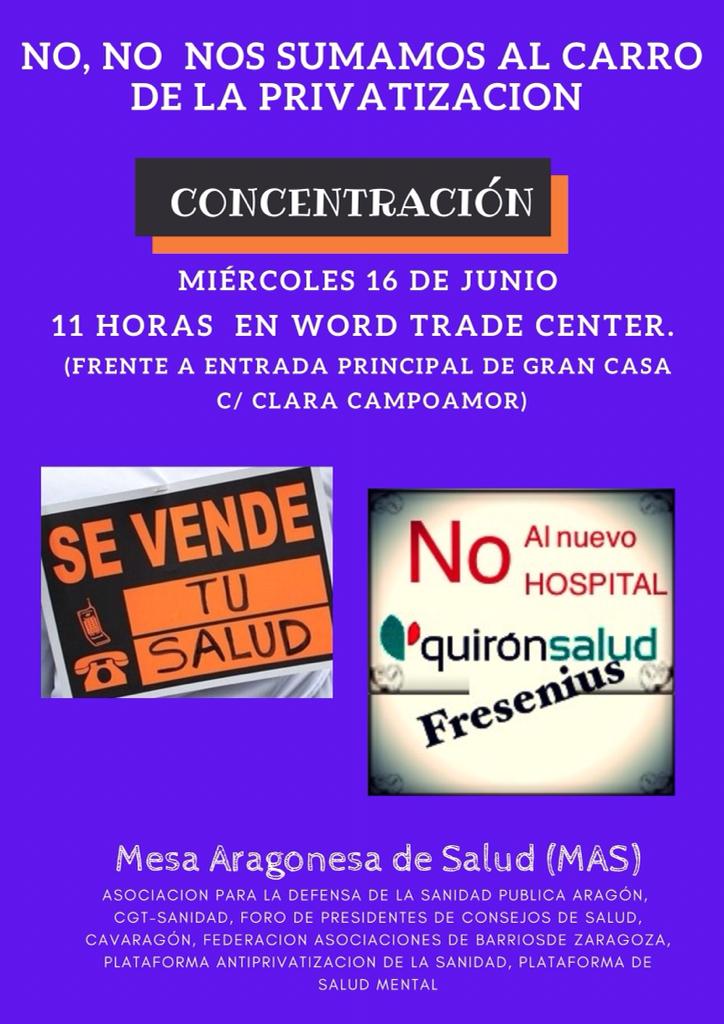 CONCENTRACIÓN DE LA MESA ARAGONESA DE LA SALUD (MAS)