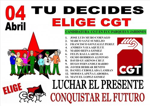 CGT vuelve a ganar las elecciones en FCC Parques y Jardines