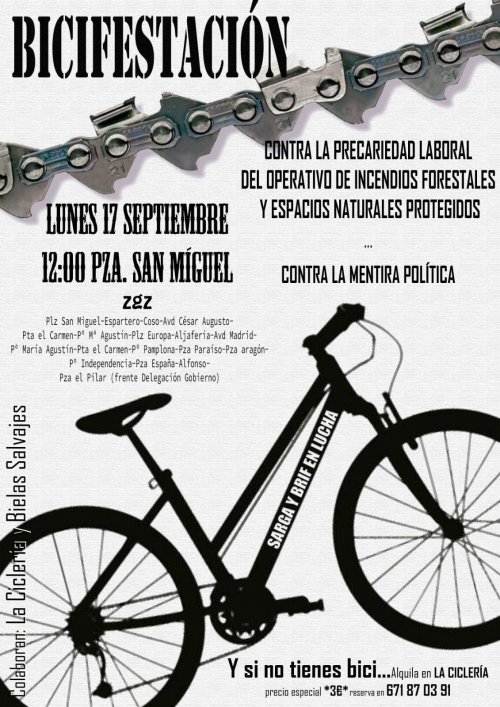 CGT Sarga convoca una bicifestación