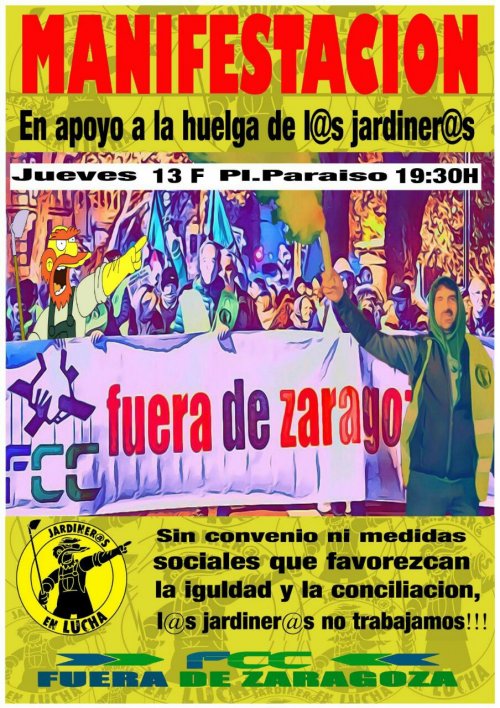 Manifestación en apoyo a los trabajador@s Parques y Jardines