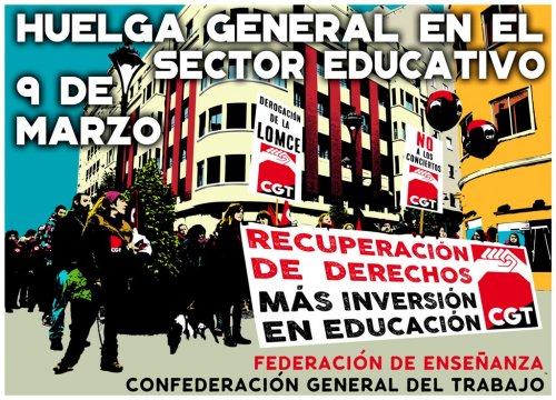 9M CGT Enseñanza convoca huelga contra la Lomce y renovación de conciertos