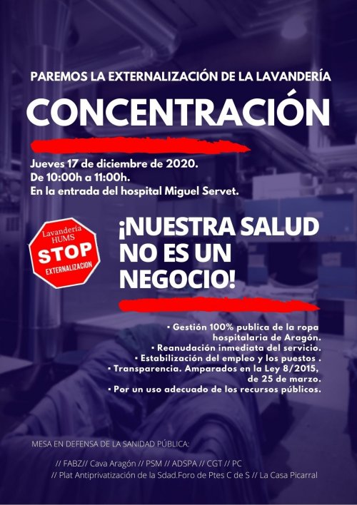 Concentración «paremos la externalización de la lavandería»