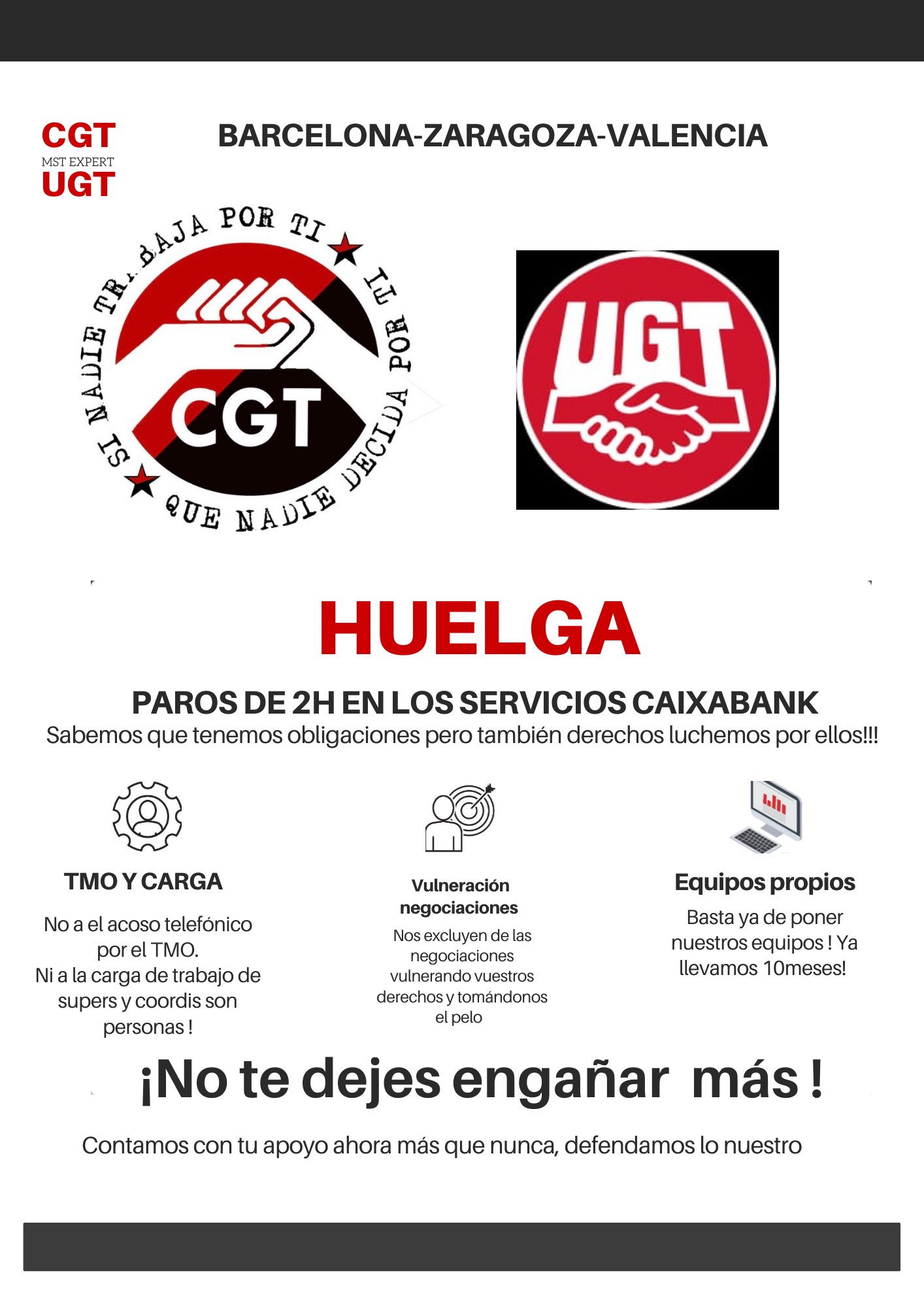 CGT convoca huelga en MST Expert