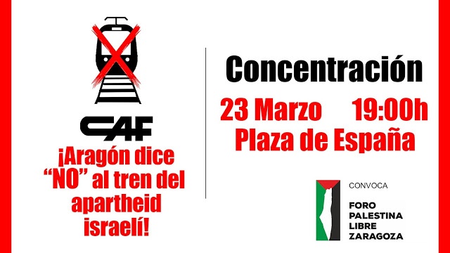 Manifestación contra el tren del apartheid israelí
