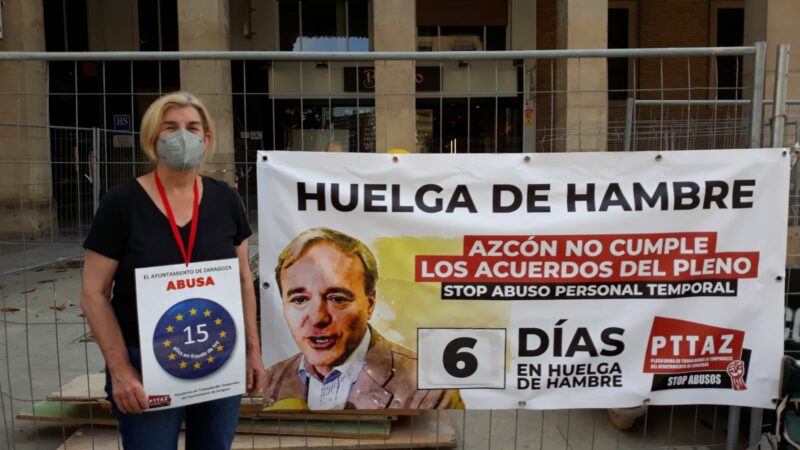 Diez días en huelga de hambre contra la temporalidad en el Ayuntamiento de Zaragoza