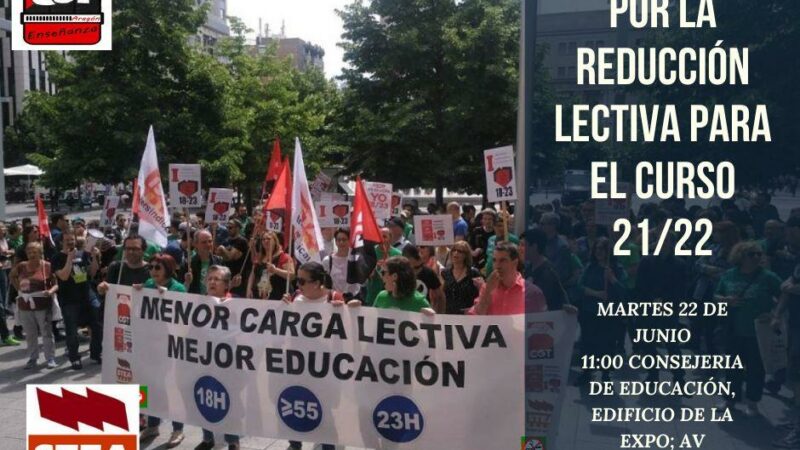 Concentración por la reducción lectiva para el curso 21/22