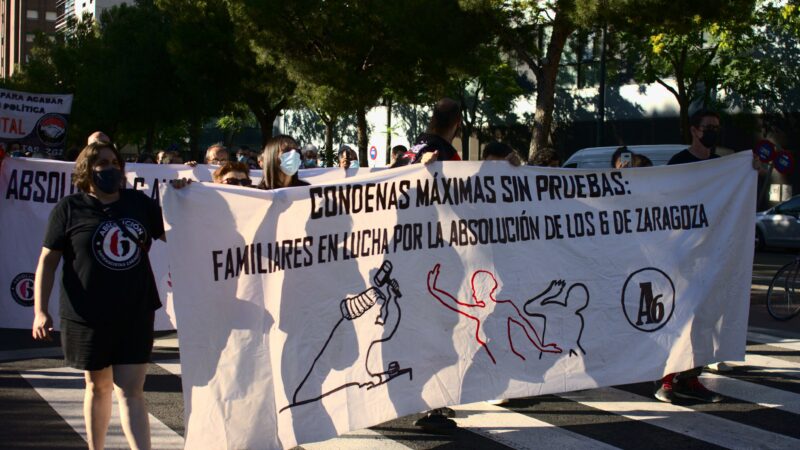 Manifestación por la absolución de los 6 antifascistas de Zaragoza