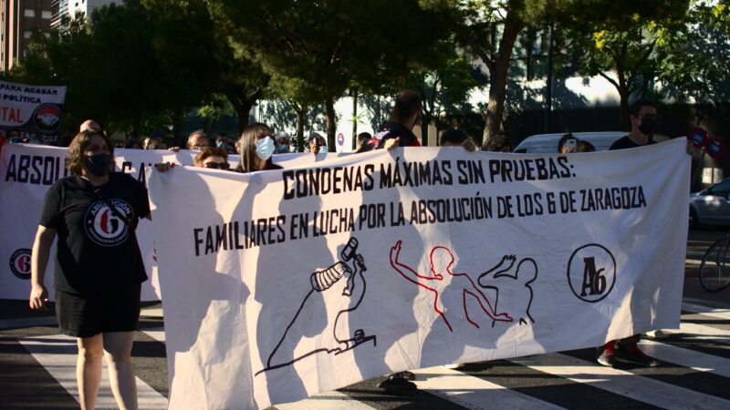 Manifestación por la absolución de los 6 antifascistas de Zaragoza
