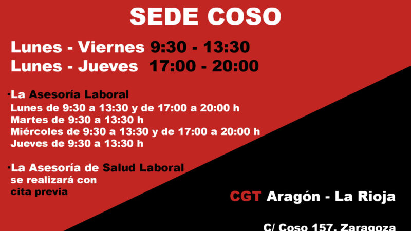 Horario sede CGT Coso 2021