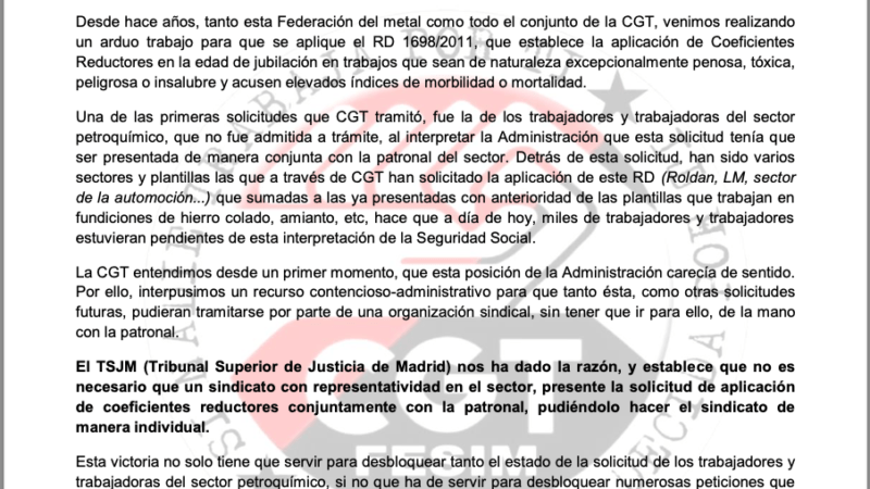 Coeficientes reductores: una victoria para continuar luchando