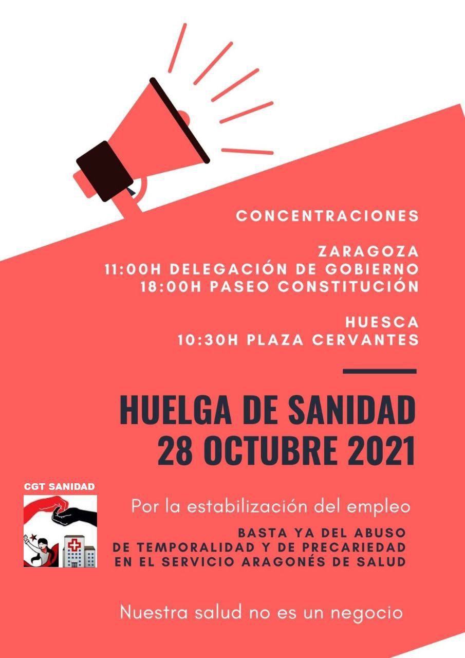 CGT Sanidad se adhiere a la huelga del 28 de octubre