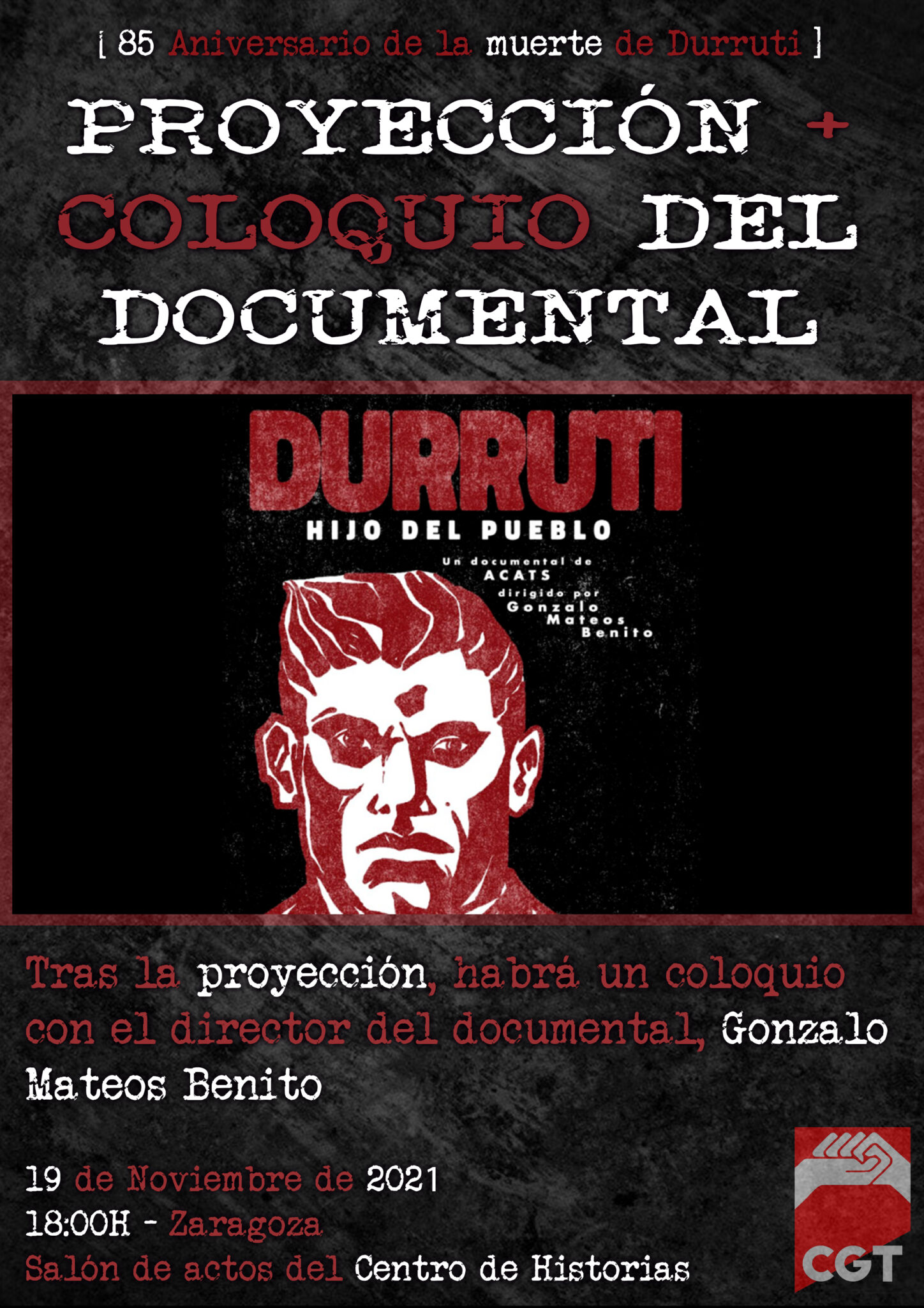 Proyección del documental «Durruti, hijo del pueblo» + coloquio con el director