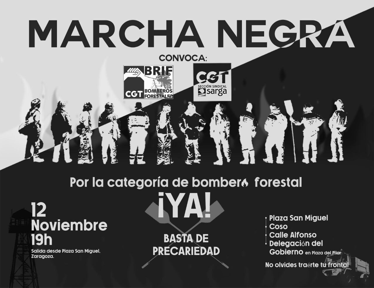 Marcha Negra por la categoría de bombera forestal