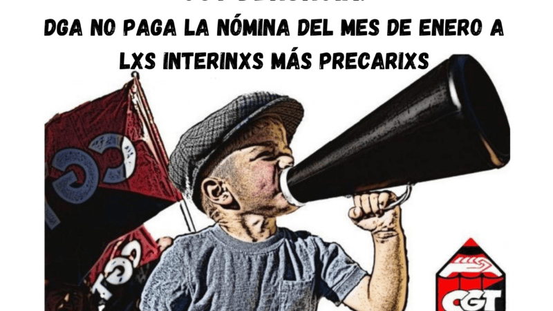 El personal interino de enseñanza sin cobrar el mes de enero en Aragón