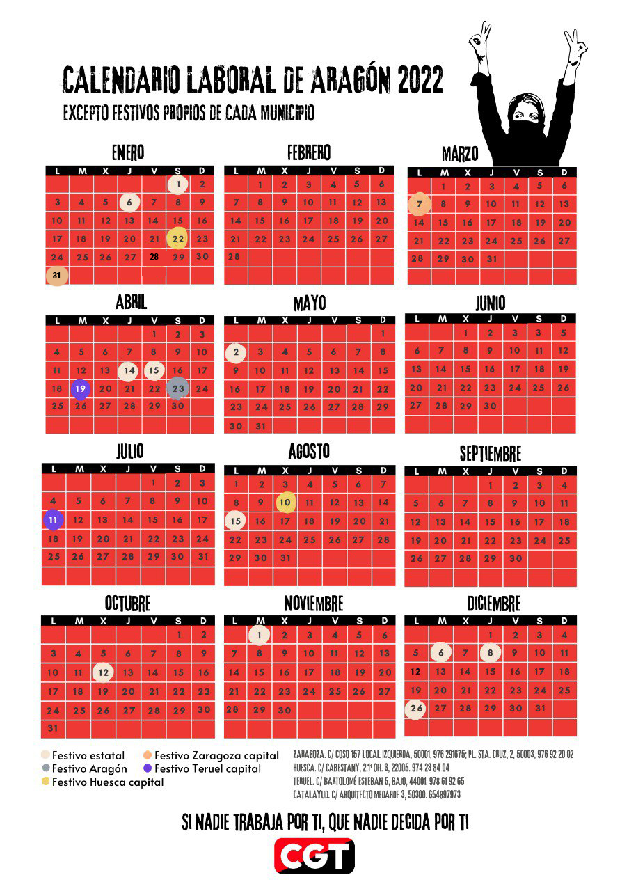 Calendario Aragón 2022