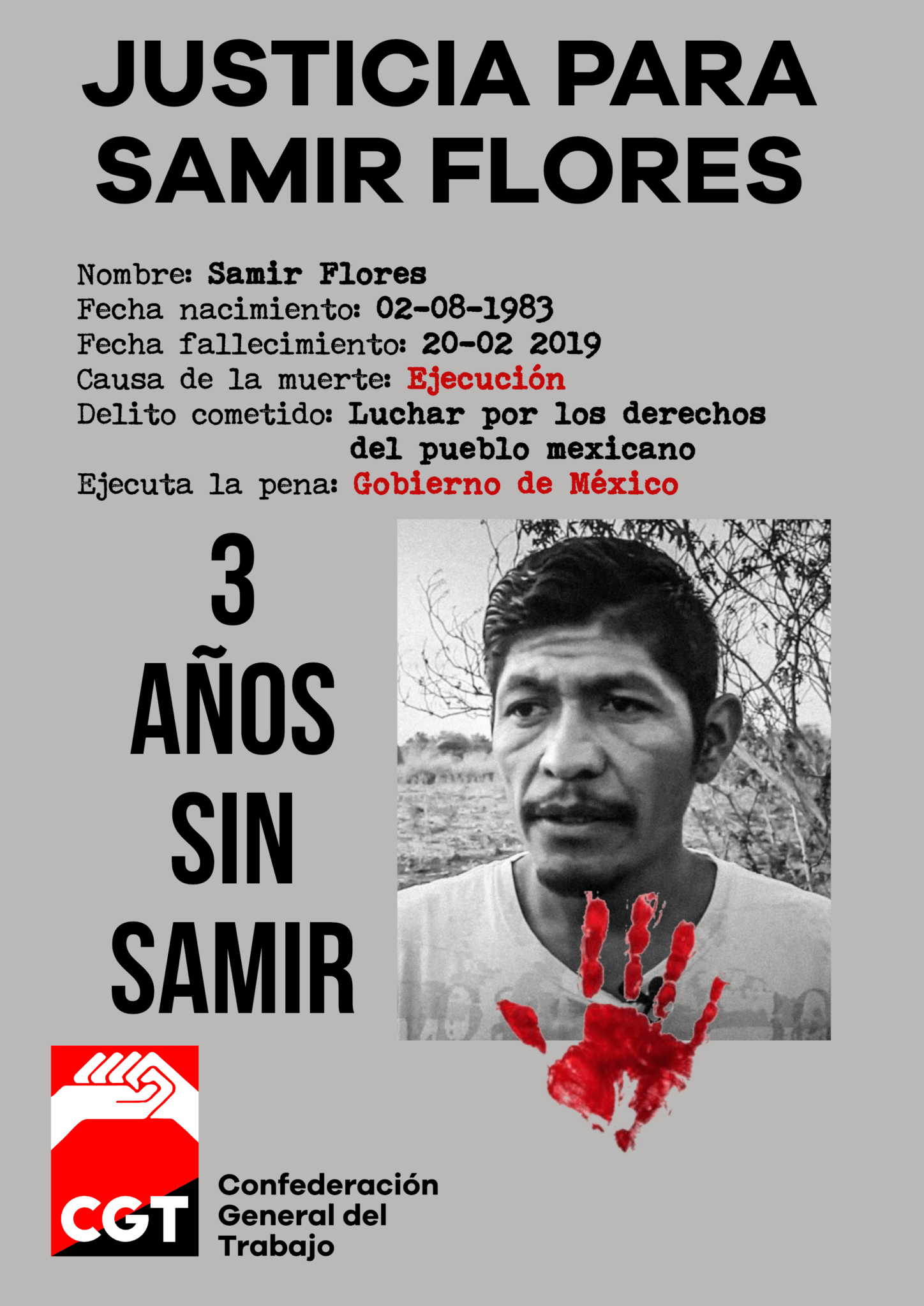 Tercer aniversario del asesinato de Samir Flores Soberanes