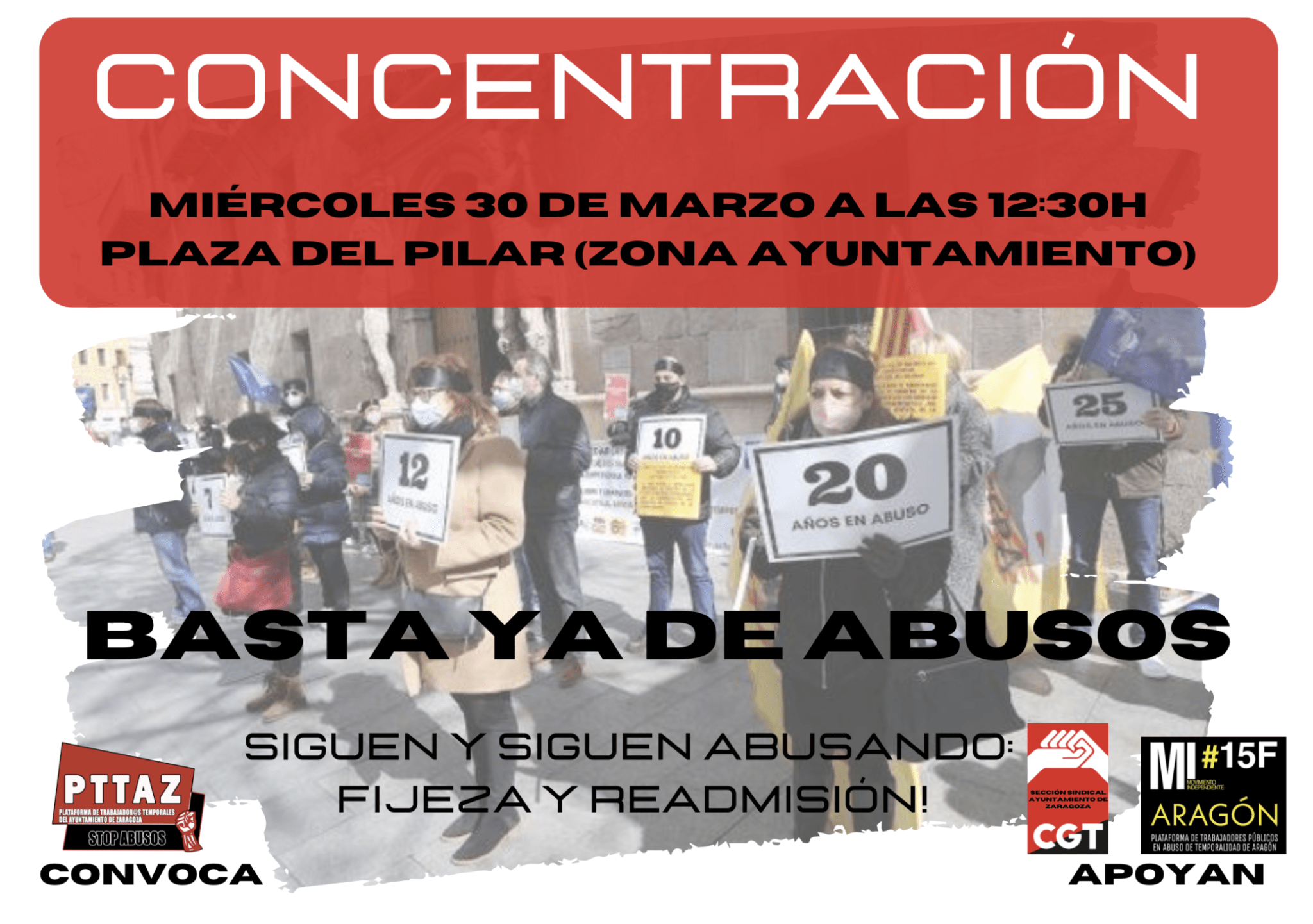 Concentración por el personal temporal en Plaza del Pilar￼