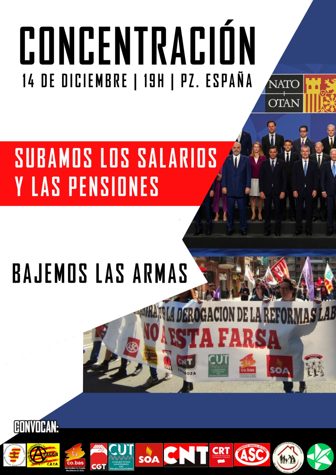 Concentración: Subamos los salarios y la pensiones y bajemos las armas.