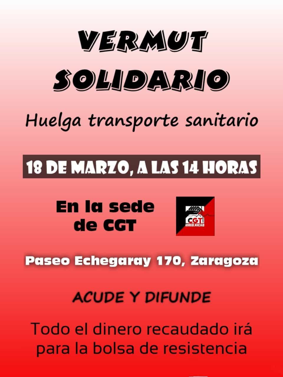Vermut Solidario: Caja de Resistencia Huelga Transporte Sanitario.