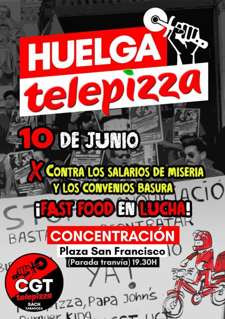 La plantilla de TELEPIZZA en huelga contra los recortes del convenio y los salarios de miseria.