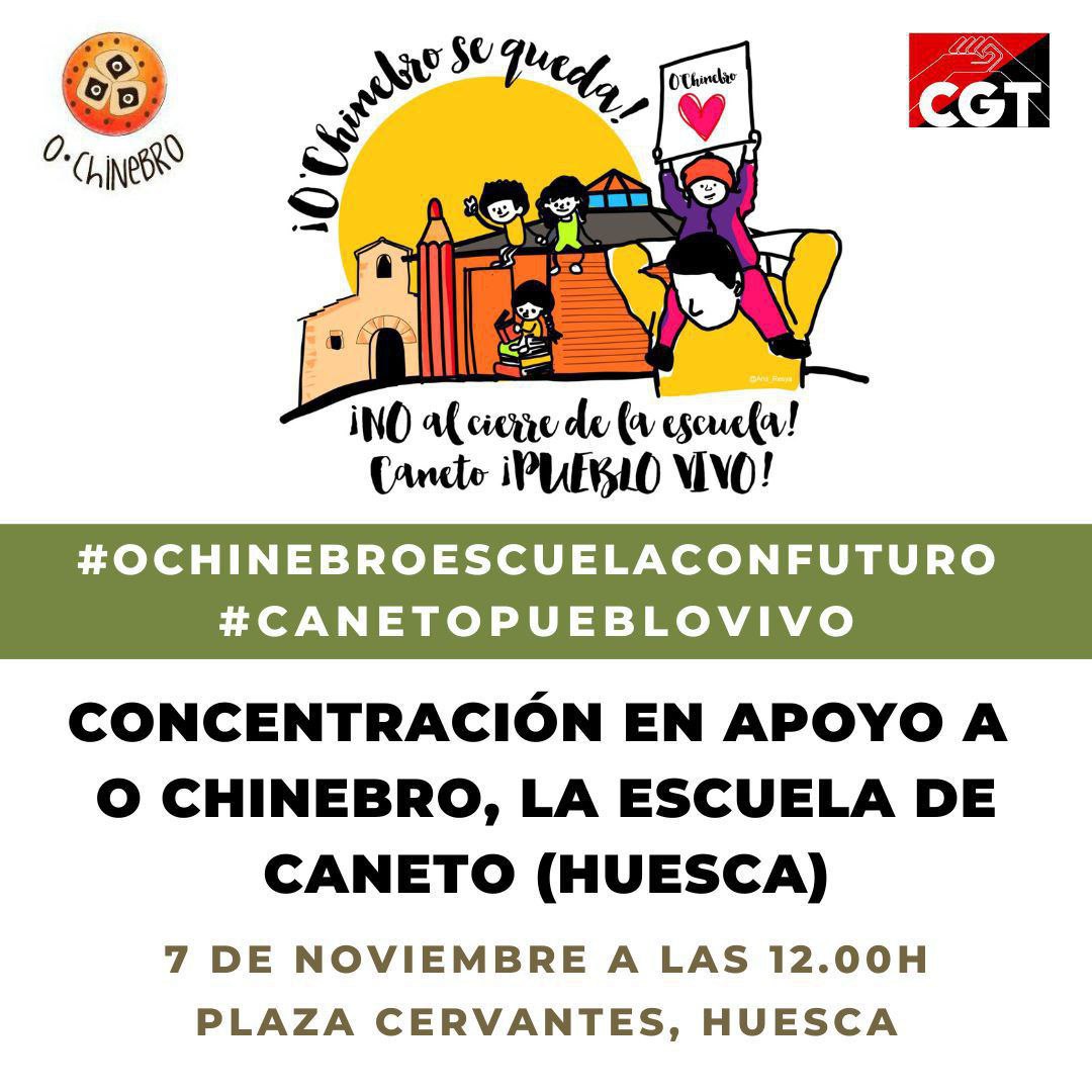 CONCENTRACIÓN EN APOYO A O CHINEBRO, LA ESCUELA DE CANETA(HUESCA)