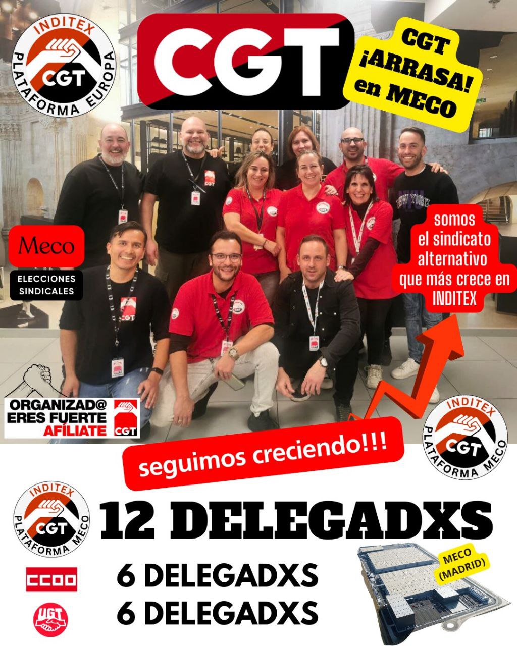 La CGT, el sindicato alternativo que más crece en INDITEX a nivel nacional