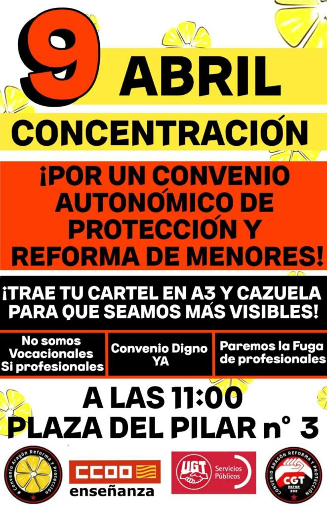 Plataforma por un Convenio para los trabajadores de prevención,reforma y protección de menores en Aragón.
