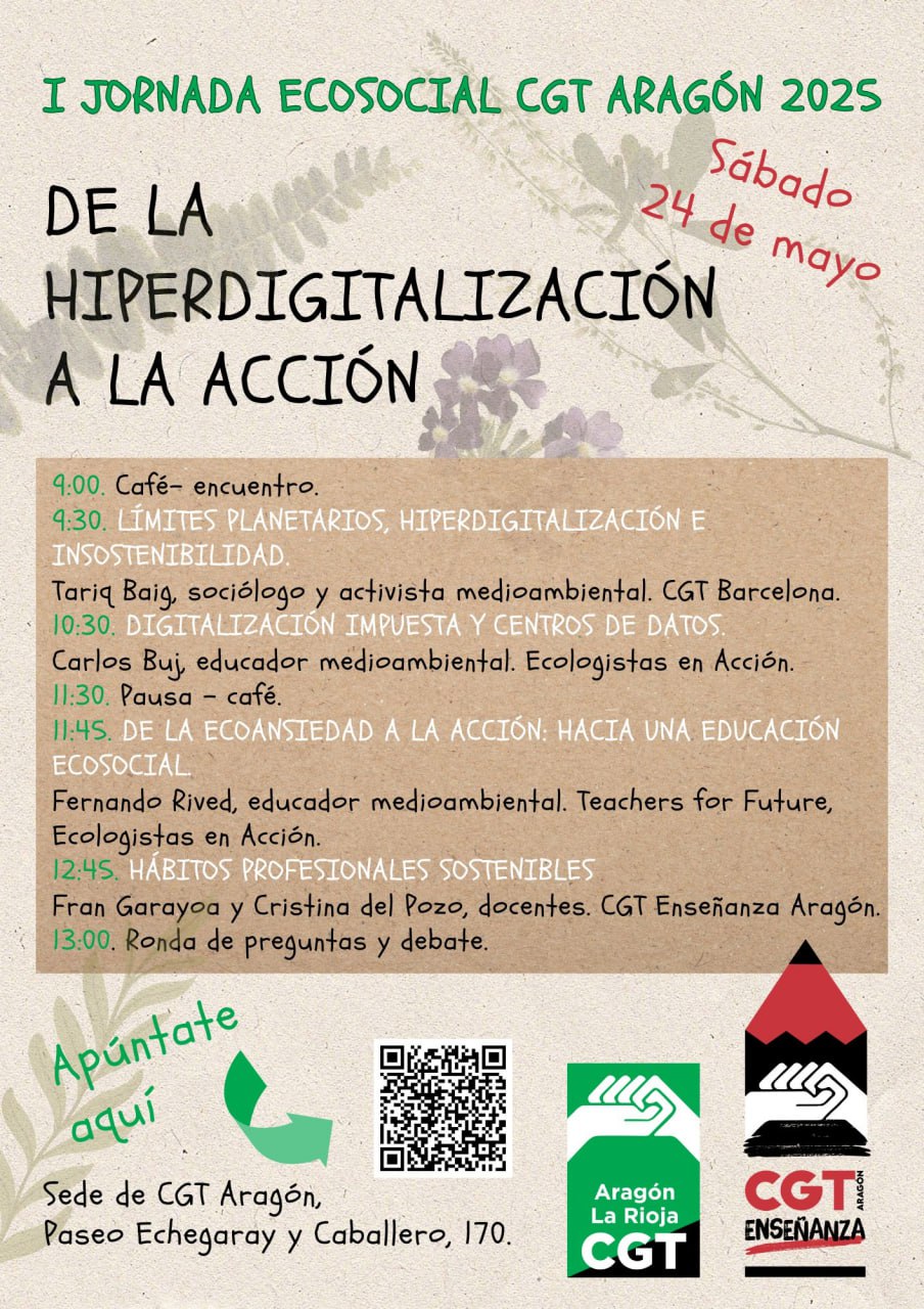 I JORNADA ECOSOCIAL CGT ARAGÓN 2025 DE LA HIPERDIGITALIZACIÓN A LA ACCIÓN