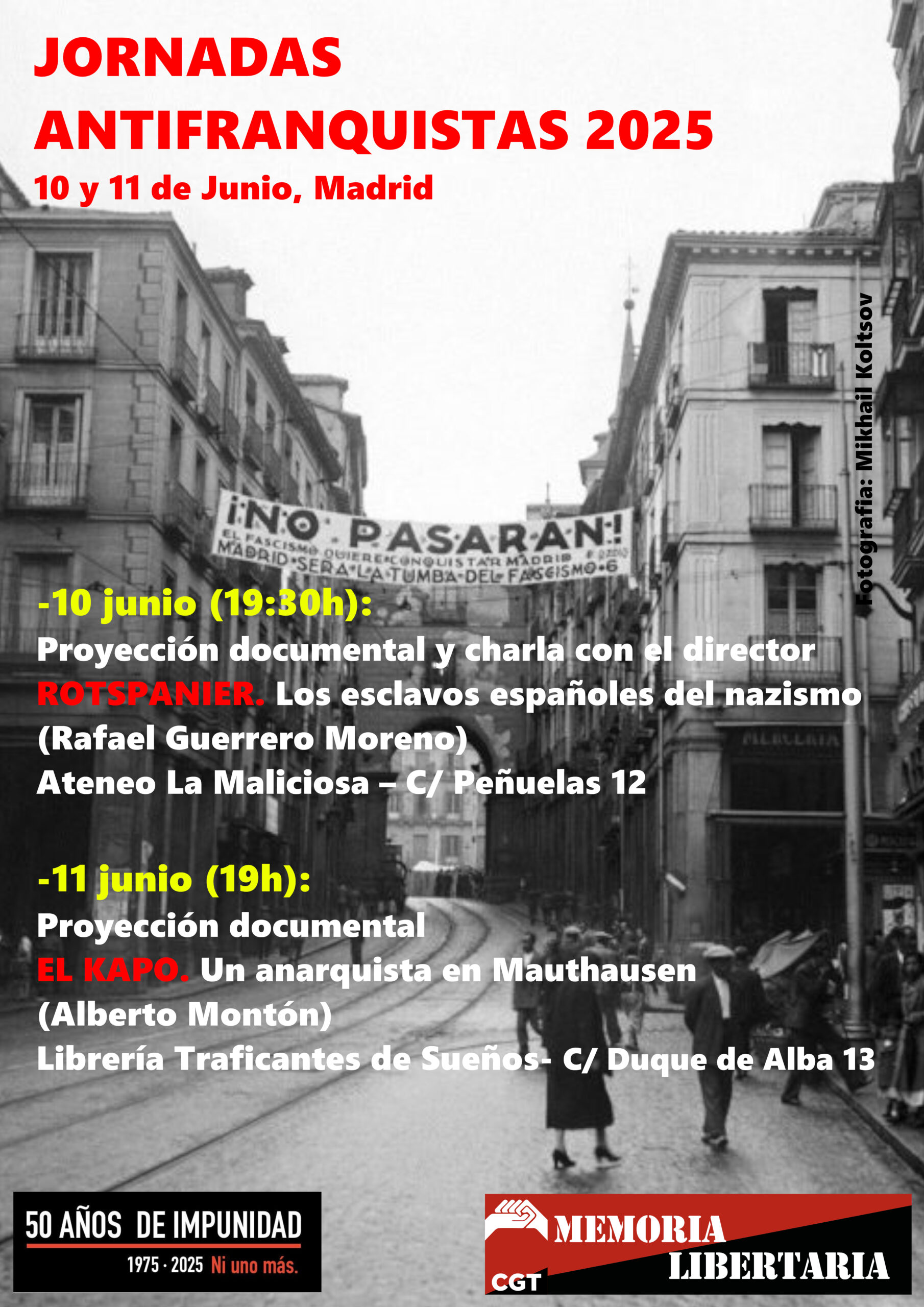 JORNADAS ANTIFRANQUISTAS 10 y 11 JUNIO- MADRID