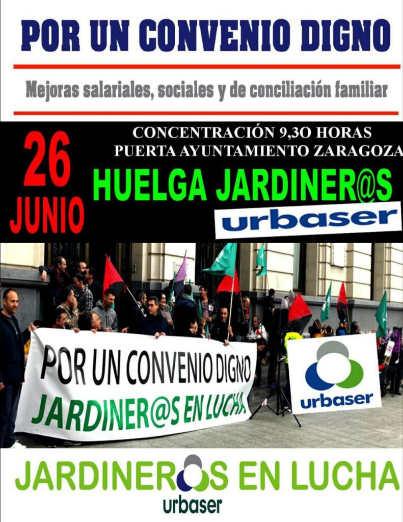 CGT muestra su total apoyo y solidaridad a las y los jardineros de Urbaser
