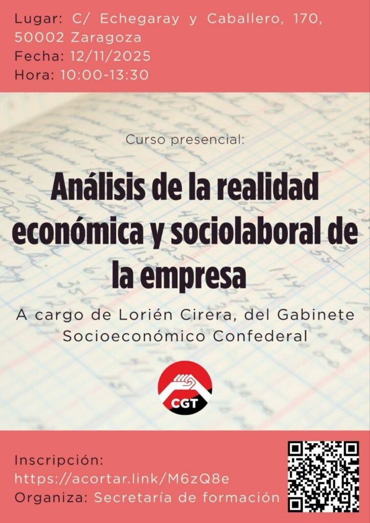 Curso: Análisis socioeconómico de Empresas a cargo del Gabinete Socioeconómico de CGT