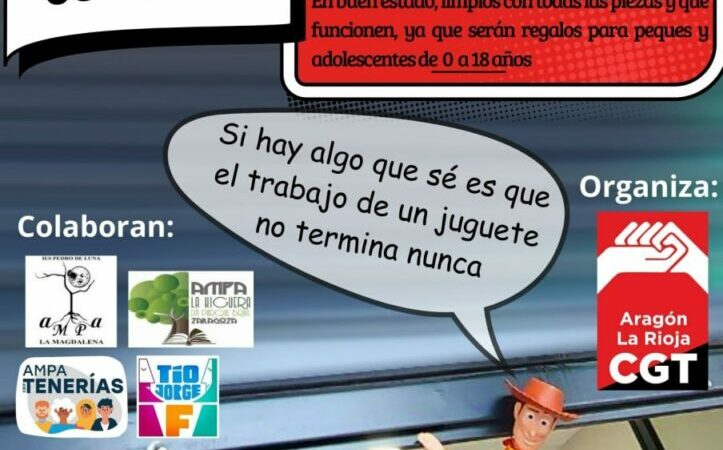 CGT vuelve a poner en marcha su campaña solidaria de recogida de juguetes